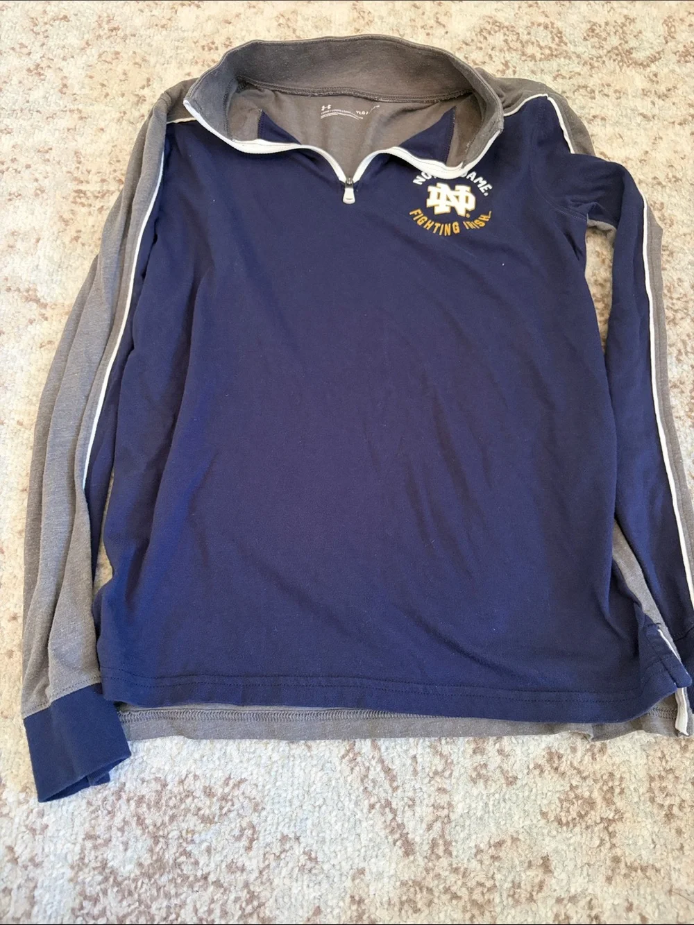 Notre Dame-Under Armour Kids Navy & Gray Notre Dame Quarter-Zip Pullover